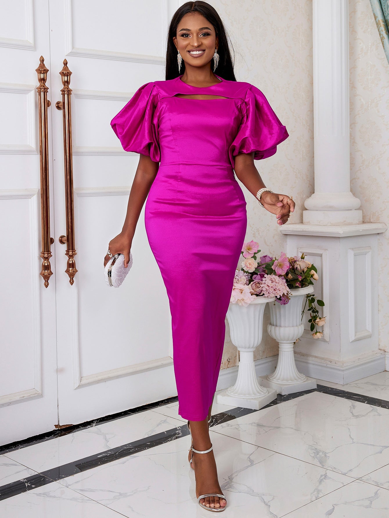 Abendkleid mit Laternenärmeln