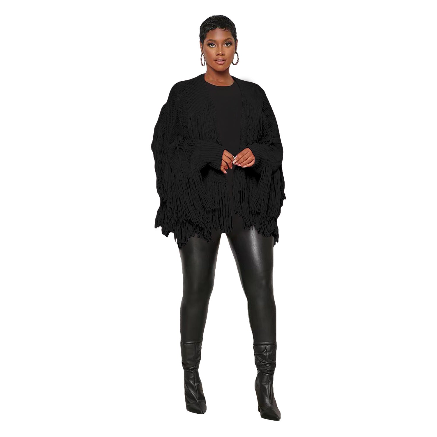 Spruce Fringe Knit Cardigan - Powder Beige Ins Street