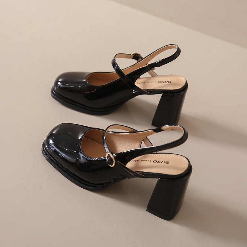 Damen Zehenhoch Runde Fairy Lack Sandalen