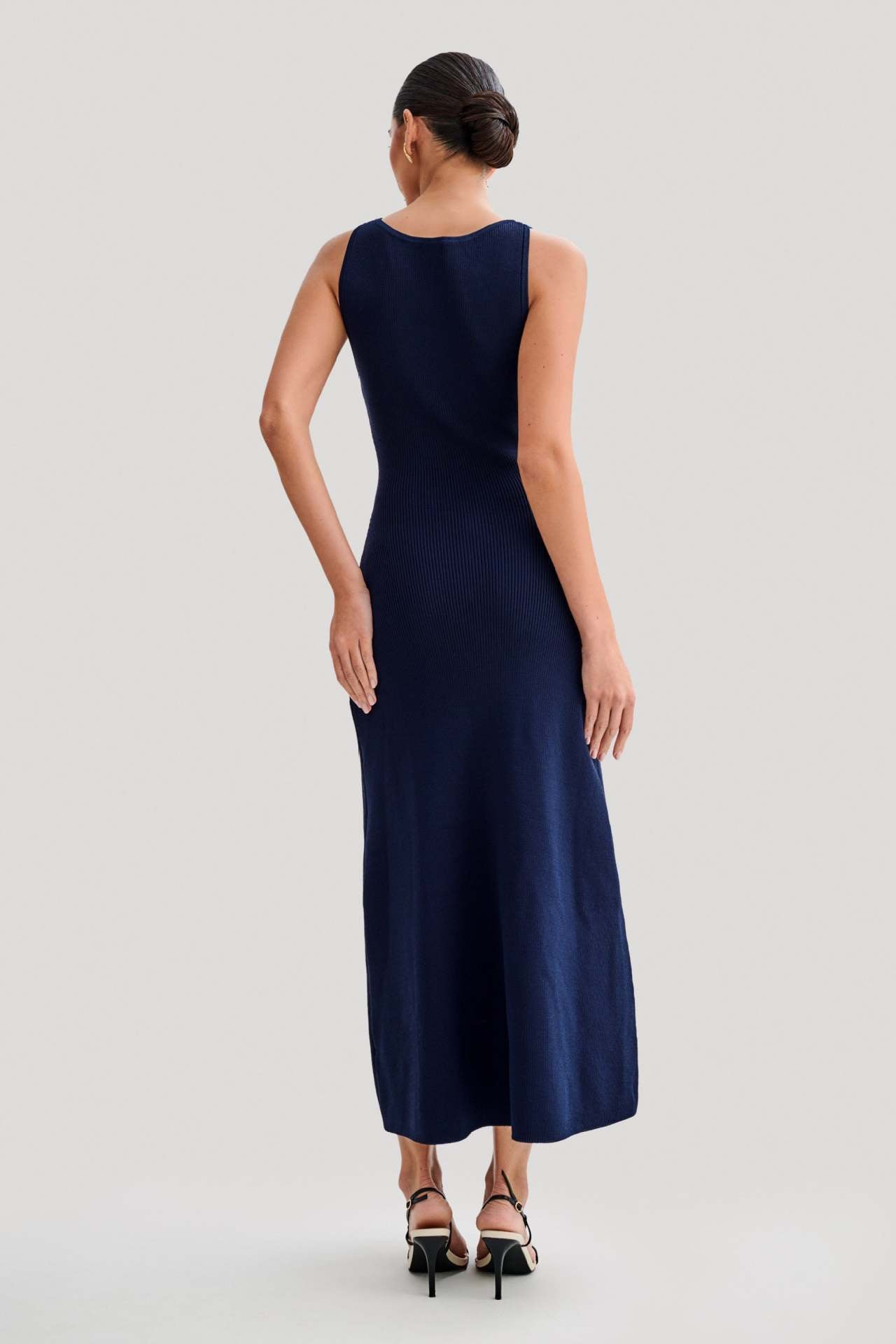 Elaine Ribbed Button Down Tie Midi Dress