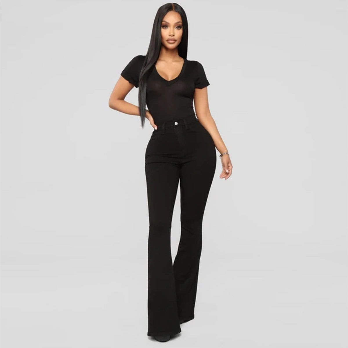 Tall Santorini Super Stretch Schlagjeans - Schwarz