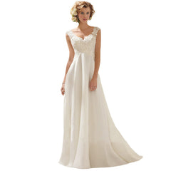 Romantic Charming V-Neck Lace Mesh Wedding Evening Dress