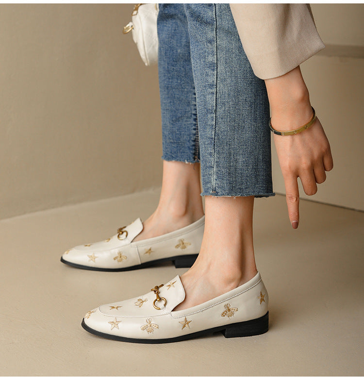 Classic Bee and Star Leather Loafers