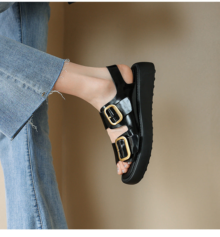 Women Fashion Leather Outdoor Casual Sandals Newgew Shoes