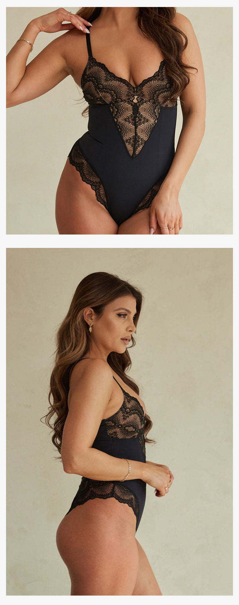 Women Black off Shoulder Lace Bodysuit