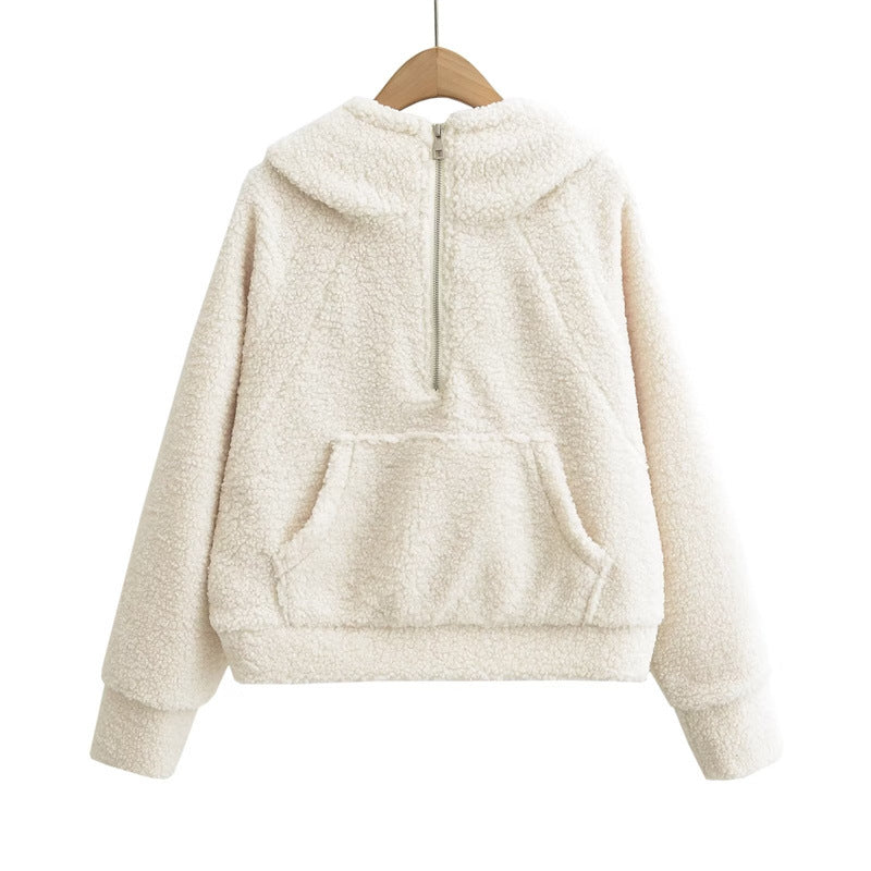 Lamb Wool Oversized Hooded Sweater