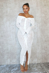 Plus Size Mesh Rhinestones Dress