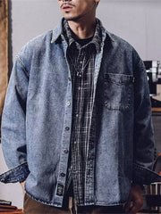 Color oversized denim jacket for men