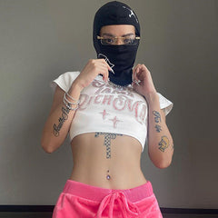 Rhinestone Letter Y2K Crop Top