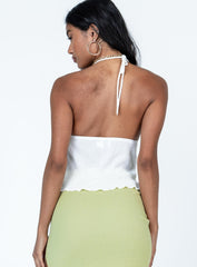 Neckholder-Crop-Top mit Bindeband hinten und Rüschensaum