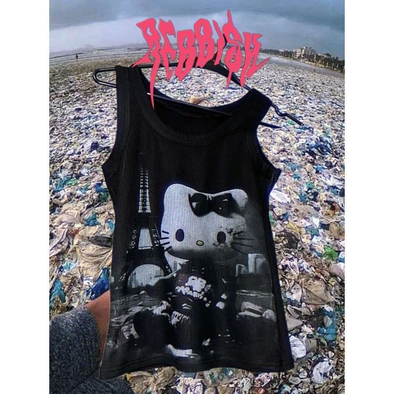 Lexie Contrast Feline Tank Top