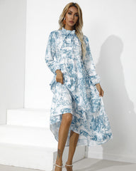 Tempe Floral Ruffle Midi Dress - Blue