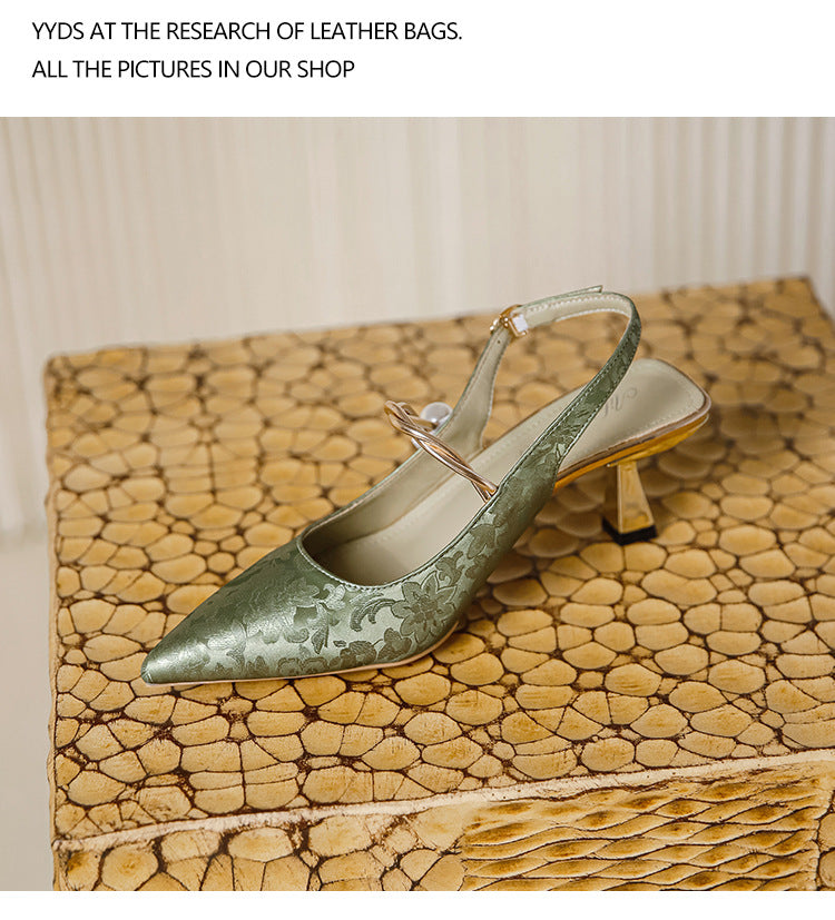 Faiga Pink Slingback Pearl Heels