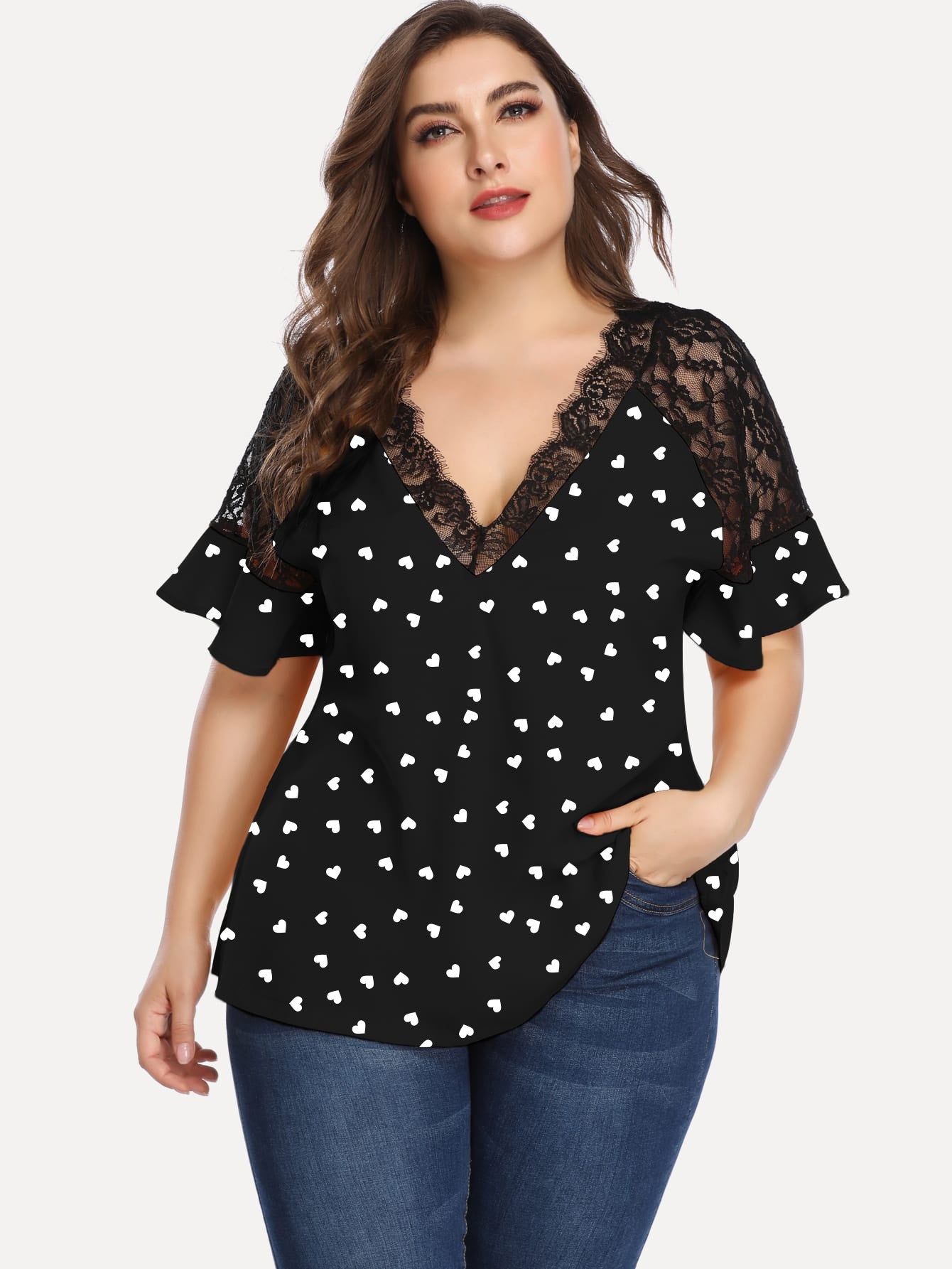 Short Sleeve T-Shirt Dot Hollow Sleeve Casual