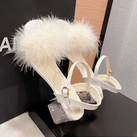 Glam It Up Marabou Block Heels