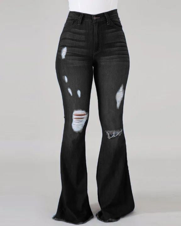 Jeans mit ausgestelltem Bein und hoher Taille