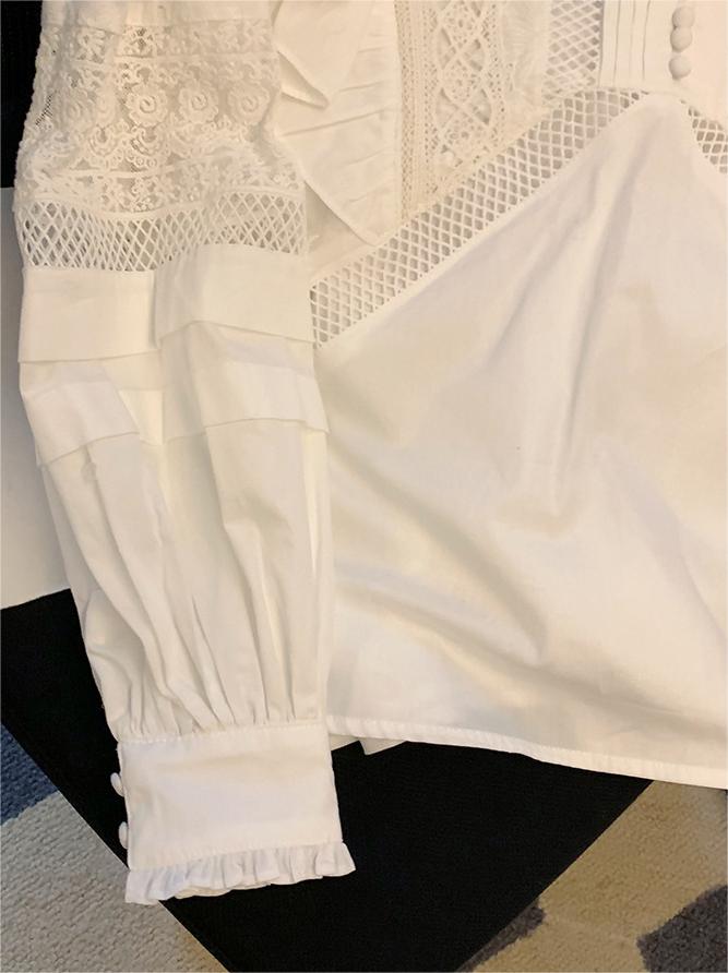 White Cut Out Ruffle Hem Halter Blouse