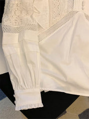 White Cut Out Ruffle Hem Halter Blouse