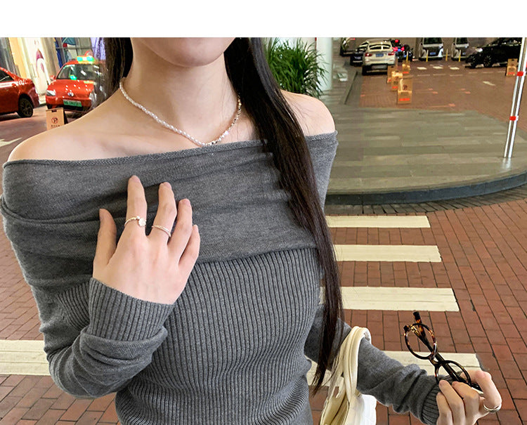 Flute Off The Shoulder Knit Top - Latte