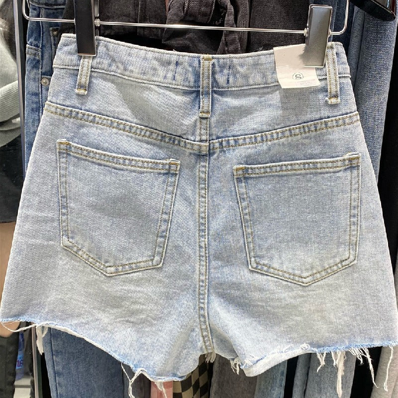Streetwear beach distressed denim shorts