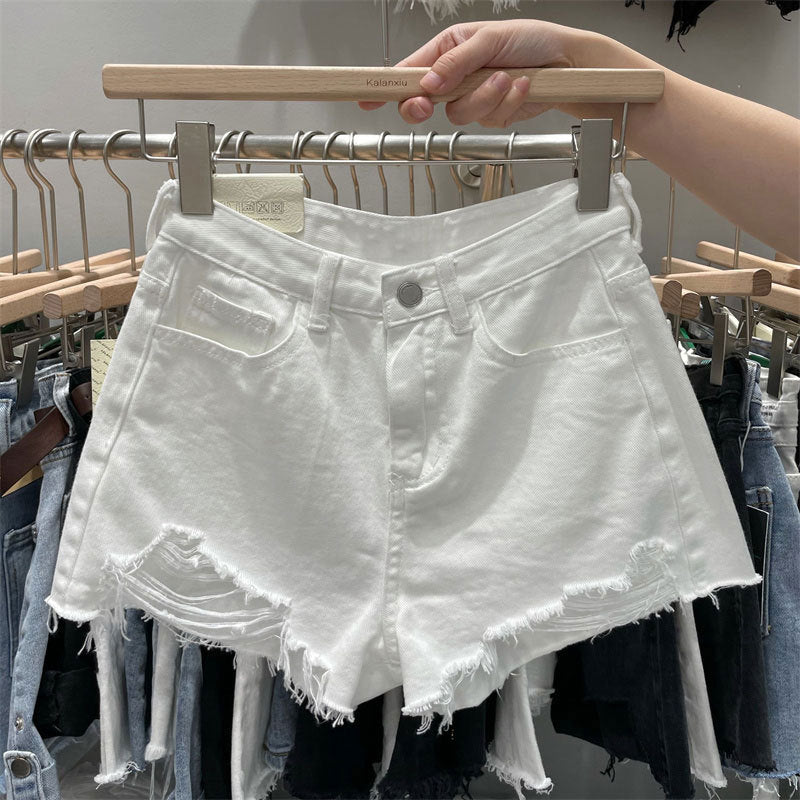 Streetwear beach distressed denim shorts