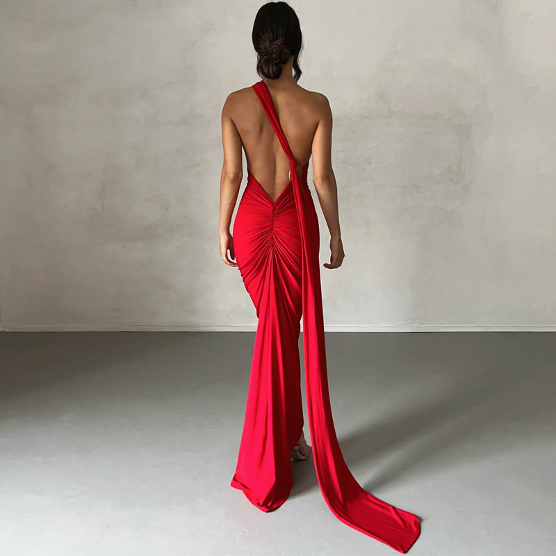 Neckholder-Kleid mit ärmellosem Rückenausschnitt 