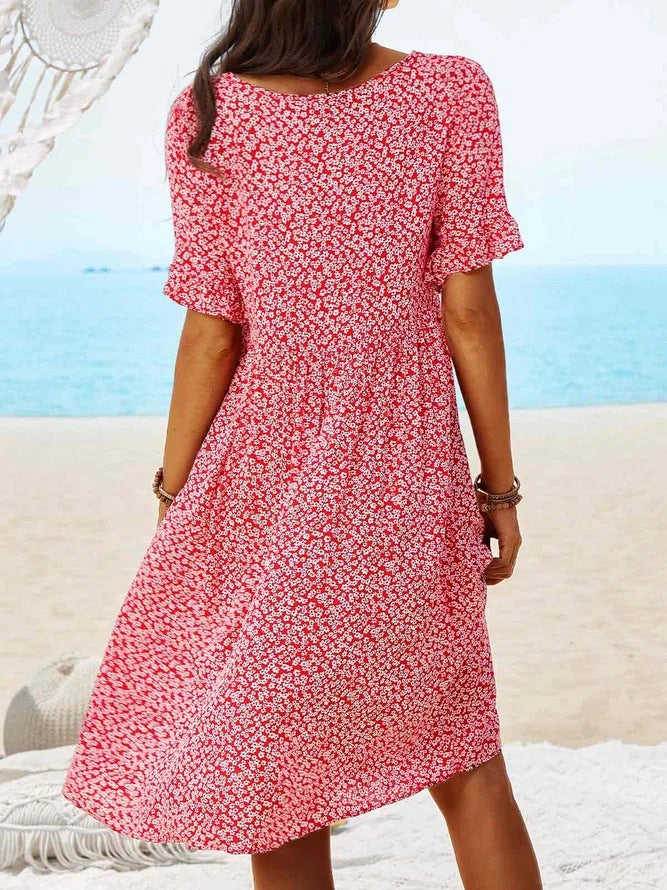 Temperament Commuter Red Slim Polka Dot Dress 2023-03-14 InsStreet