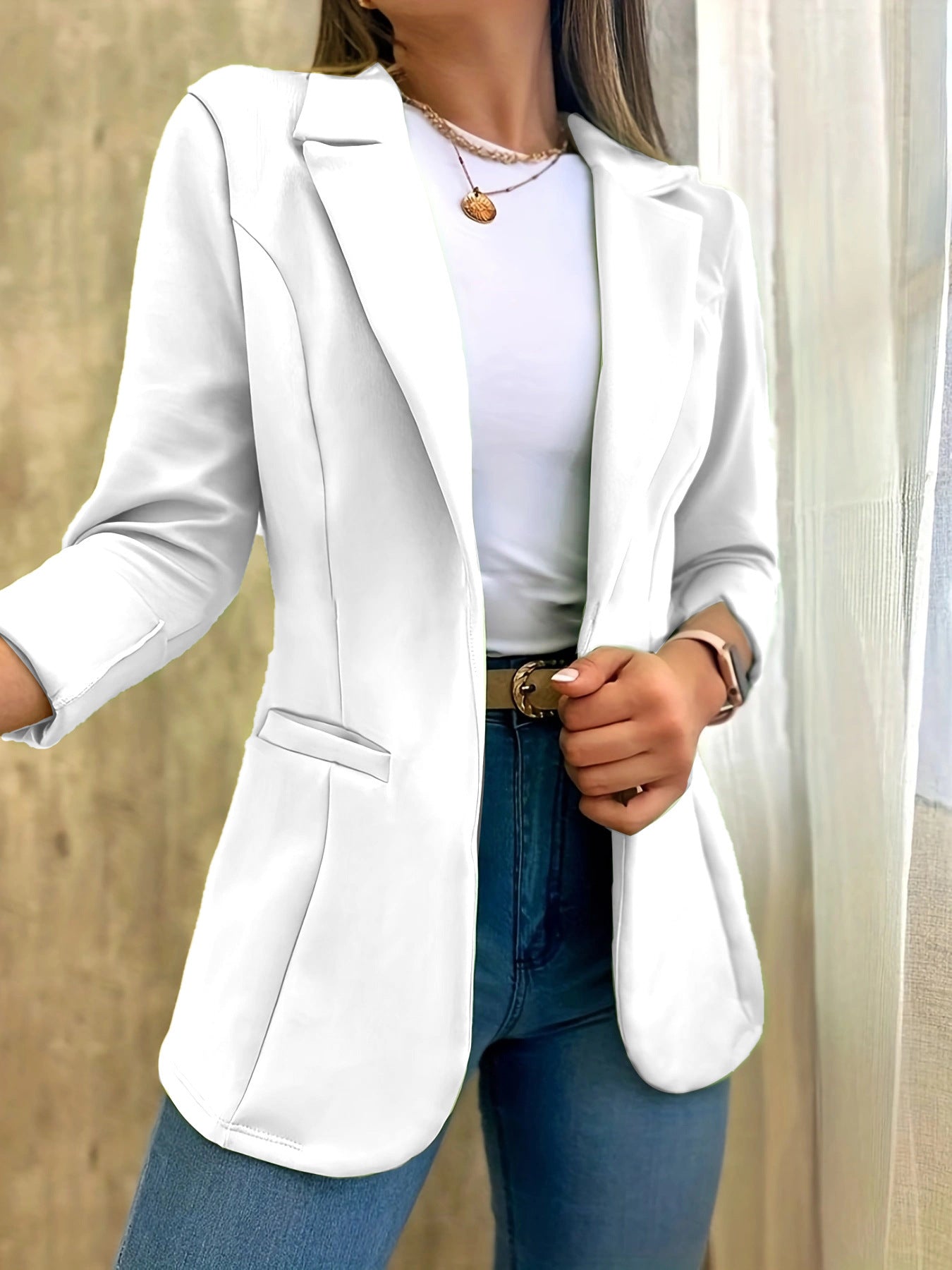 Womens Peak Lapel One Button Jacket Suit