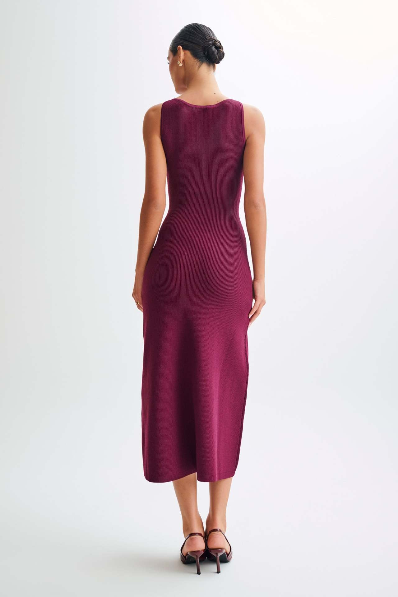 Elaine Ribbed Button Down Tie Midi Dress