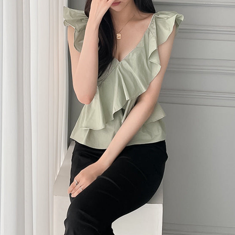 Aleah Printed Ruffle Babydoll Blouse - FINAL SALE