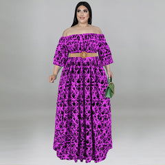 Lässiges, schulterfreies Kleid mit Print