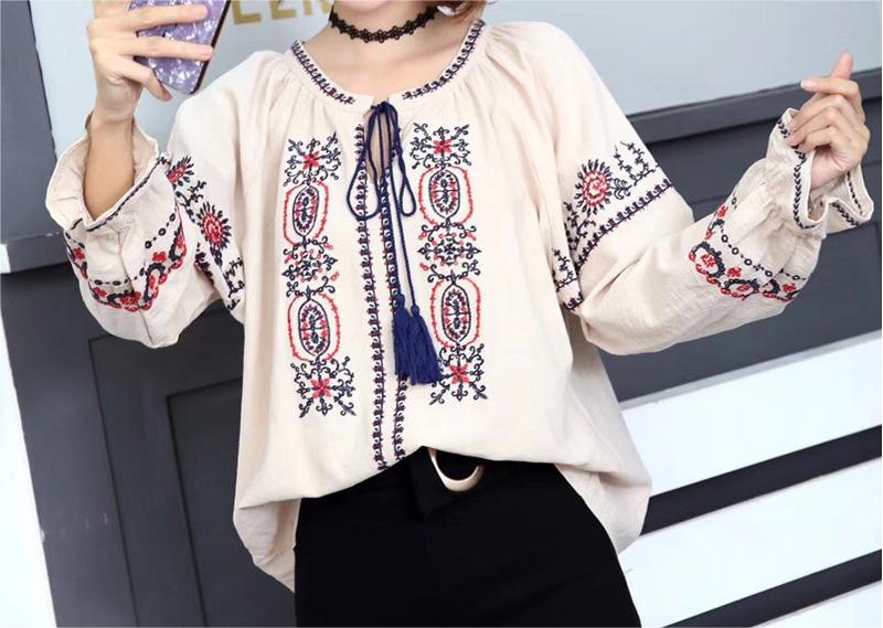 Qadeer Cotton Embroidered Tie Front Top - FINAL SALE