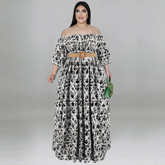 Lässiges, schulterfreies Kleid mit Print