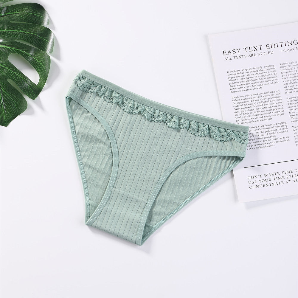 4Pack Rib Lace Trim Panty Set