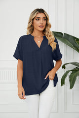 Chance Collared Woven Top - Navy Ins Street