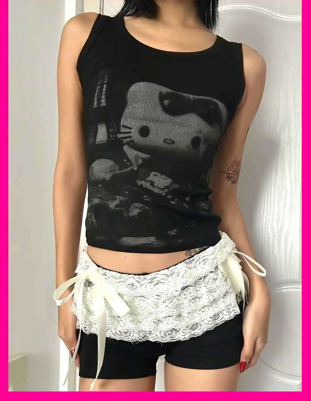 Lexie Contrast Feline Tank Top