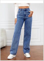 High-Rise-Baggy-Jeans mit weitem Bein