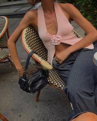 Butterfly And Rosebud Halter Top