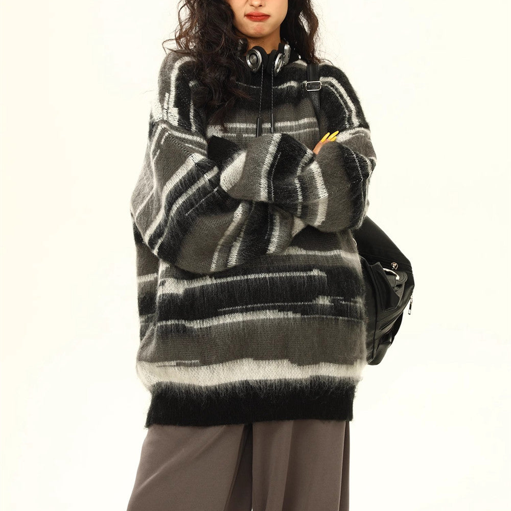 Contrast Color Striped Thin Sweater