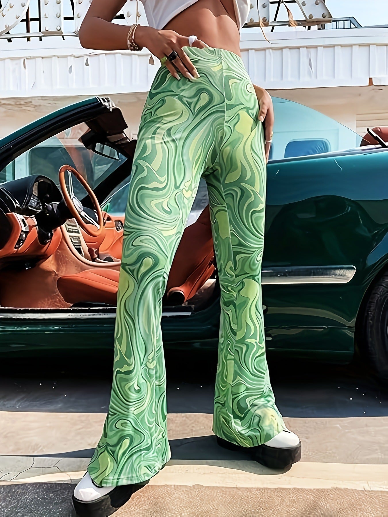 Printed Loose Casual Flare Pants