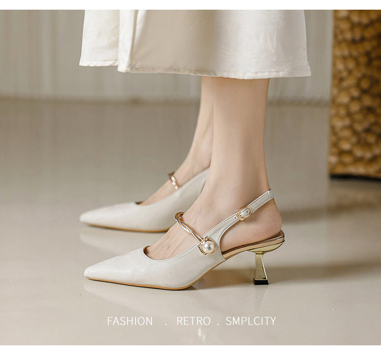 Faiga Pink Slingback Pearl Heels