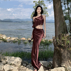 Boat Neck Backless Split Dress