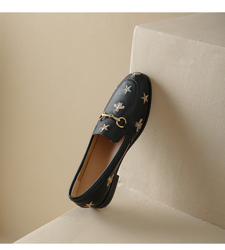 Classic Bee and Star Leather Loafers