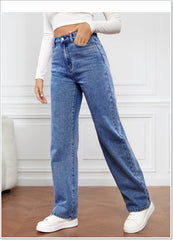 High-Rise-Baggy-Jeans mit weitem Bein