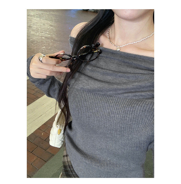 Flute Off The Shoulder Knit Top - Latte