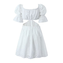Floral Hollow Stitching Mini Dresses