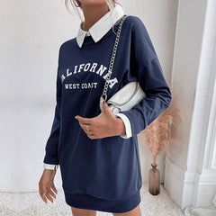 Loose sweatshirt with removable collar