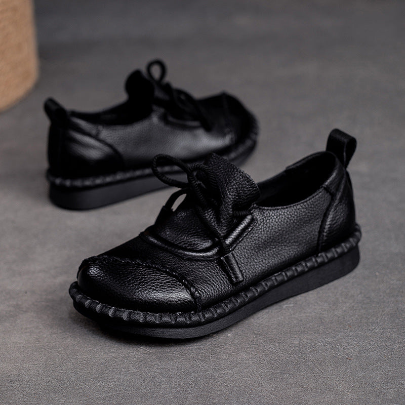 Women Minimalist Leather Retro Flat Casual Shoes Newgew Shoes