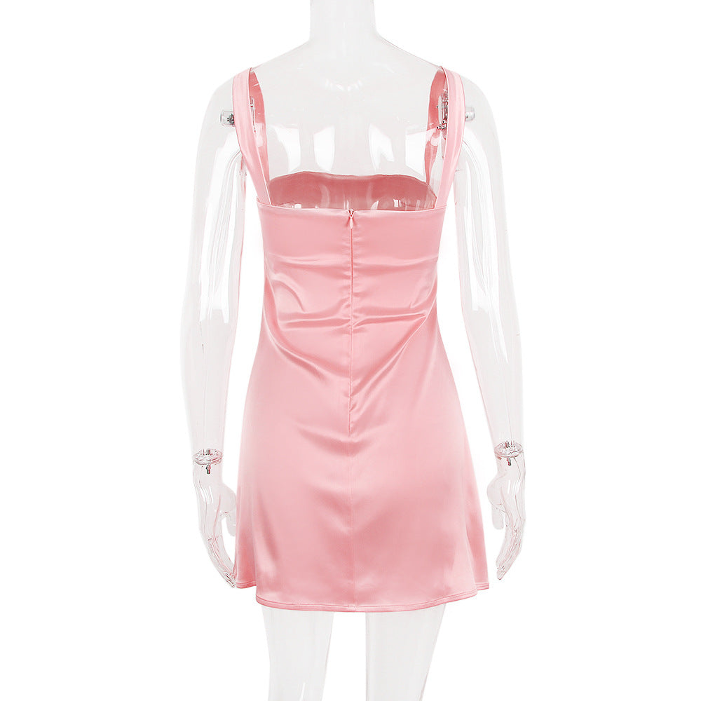 VINTAGE CREAM MINI DRESS - Pink
