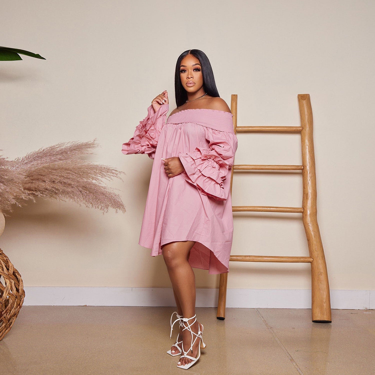 Flounce Off the Shoulder Dress